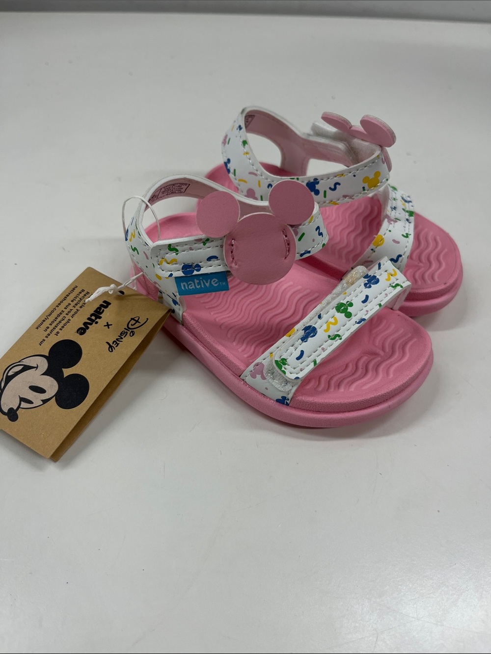 NWT Native Charley Disney Mickey Print Sandals in Pink Size C4